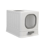 Maxbell High Capacity Cat Litter Box Toilet Washroom Full Closed with Shovel Large Gray