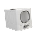 Maxbell High Capacity Cat Litter Box Toilet Washroom Full Closed with Shovel Large Gray