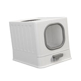 Maxbell High Capacity Cat Litter Box Toilet Washroom Full Closed with Shovel Large Gray