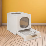 Maxbell High Capacity Cat Litter Box Toilet Washroom Full Closed with Shovel Large Gray
