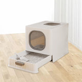 Maxbell High Capacity Cat Litter Box Toilet Washroom Full Closed with Shovel Large Gray
