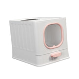 Maxbell High Capacity Cat Litter Box Toilet Washroom Full Closed with Shovel Large Pink