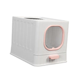 Maxbell High Capacity Cat Litter Box Toilet Washroom Full Closed with Shovel Large Pink