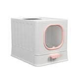 Maxbell High Capacity Cat Litter Box Toilet Washroom Full Closed with Shovel Large Pink