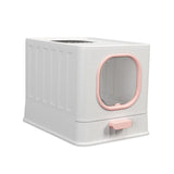 Maxbell High Capacity Cat Litter Box Toilet Washroom Full Closed with Shovel Large Pink