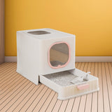 Maxbell High Capacity Cat Litter Box Toilet Washroom Full Closed with Shovel Large Pink