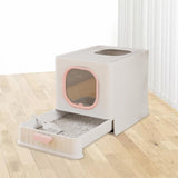 Maxbell High Capacity Cat Litter Box Toilet Washroom Full Closed with Shovel Large Pink
