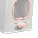Maxbell High Capacity Cat Litter Box Toilet Washroom Full Closed with Shovel Large Pink