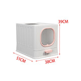 Maxbell High Capacity Cat Litter Box Toilet Washroom Full Closed with Shovel Large Pink