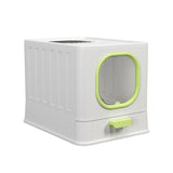 Maxbell High Capacity Cat Litter Box Toilet Washroom Full Closed with Shovel Large Green