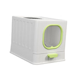 Maxbell High Capacity Cat Litter Box Toilet Washroom Full Closed with Shovel Large Green