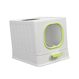 Maxbell High Capacity Cat Litter Box Toilet Washroom Full Closed with Shovel Large Green