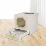 Maxbell High Capacity Cat Litter Box Toilet Washroom Full Closed with Shovel Large Green