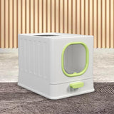 Maxbell High Capacity Cat Litter Box Toilet Washroom Full Closed with Shovel Large Green