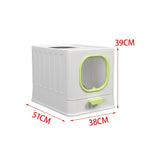 Maxbell High Capacity Cat Litter Box Toilet Washroom Full Closed with Shovel Large Green