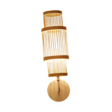 Maxbell Bamboo Woven Wall Sconce Wall Mounted Light Fixture Rustic for Stairs Hotel