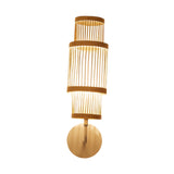 Maxbell Bamboo Woven Wall Sconce Wall Mounted Light Fixture Rustic for Stairs Hotel