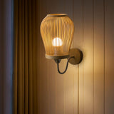 Maxbell Bamboo Wall Mount Sconce Lamp Light Retro Style for Living Room Home