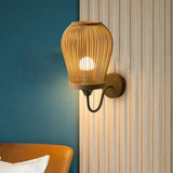 Maxbell Bamboo Wall Mount Sconce Lamp Light Retro Style for Living Room Home
