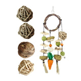 Maxbell Rabbit Chew Toy Rattan Grass Balls Bite Grind Toy Hay Sticks for Cockatiel