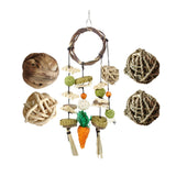 Maxbell Rabbit Chew Toy Rattan Grass Balls Bite Grind Toy Hay Sticks for Cockatiel