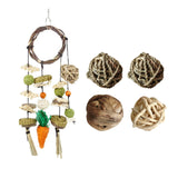 Maxbell Rabbit Chew Toy Rattan Grass Balls Bite Grind Toy Hay Sticks for Cockatiel