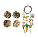 Maxbell Rabbit Chew Toy Rattan Grass Balls Bite Grind Toy Hay Sticks for Cockatiel