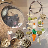 Maxbell Rabbit Chew Toy Rattan Grass Balls Bite Grind Toy Hay Sticks for Cockatiel