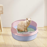 Maxbell Pet Litter Tray Circular Design Easy to Clean Removable for Kitten Bunny Pink