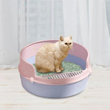 Maxbell Pet Litter Tray Circular Design Easy to Clean Removable for Kitten Bunny Pink