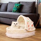 Maxbell Cave Cat Bed Dog Tent Strawberry Decorative Sleeping Calming Warm Pet House