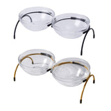 Maxbell Portable Dog Elevated Bowls Double Glass Bowls Pet Dishes Drinker for Puppy Black
