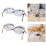 Maxbell Portable Dog Elevated Bowls Double Glass Bowls Pet Dishes Drinker for Puppy Black