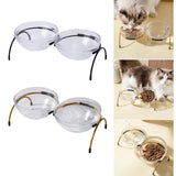 Maxbell Portable Dog Elevated Bowls Double Glass Bowls Pet Dishes Drinker for Puppy Black