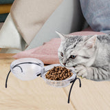 Maxbell Portable Dog Elevated Bowls Double Glass Bowls Pet Dishes Drinker for Puppy Black