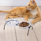 Maxbell Portable Dog Elevated Bowls Double Glass Bowls Pet Dishes Drinker for Puppy Black