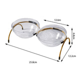 Maxbell Portable Dog Elevated Bowls Double Glass Bowls Pet Dishes Drinker for Puppy Aureate