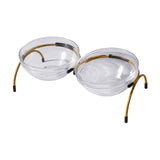 Maxbell Portable Dog Elevated Bowls Double Glass Bowls Pet Dishes Drinker for Puppy Aureate
