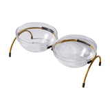 Maxbell Portable Dog Elevated Bowls Double Glass Bowls Pet Dishes Drinker for Puppy Aureate
