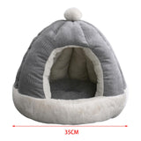 Maxbell Cat Bed for Indoor Cats, Warm Semienclosed Dog Sleeping Bed with Cushion Diameter 35CM Grey