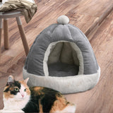 Maxbell Cat Bed for Indoor Cats, Warm Semienclosed Dog Sleeping Bed with Cushion Diameter 35CM Grey