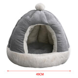 Maxbell Cat Bed for Indoor Cats, Warm Semienclosed Dog Sleeping Bed with Cushion Diameter 49CM Grey