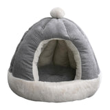 Maxbell Cat Bed for Indoor Cats, Warm Semienclosed Dog Sleeping Bed with Cushion Diameter 49CM Grey