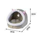 Maxbell Cat Bed Winter Puppy Kennel Nest with Ball House for Indoor Gray Cat S