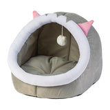 Maxbell Cat Bed Winter Puppy Kennel Nest with Ball House for Indoor Gray Cat S