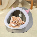 Maxbell Cat Bed Winter Puppy Kennel Nest with Ball House for Indoor Gray Cat S