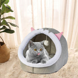 Maxbell Cat Bed Winter Puppy Kennel Nest with Ball House for Indoor Gray Cat S