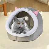 Maxbell Cat Bed Winter Puppy Kennel Nest with Ball House for Indoor Gray Cat S