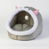 Maxbell Cat Bed Winter Puppy Kennel Nest with Ball House for Indoor Gray Cat S