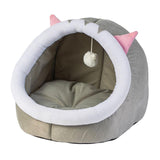 Maxbell Cat Bed Winter Puppy Kennel Nest with Ball House for Indoor Gray Cat M